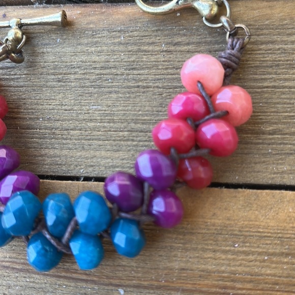 Fossil Chunky Faceted Beaded Ombré Rainbow Bracelet! EUC - Picture 9 of 11